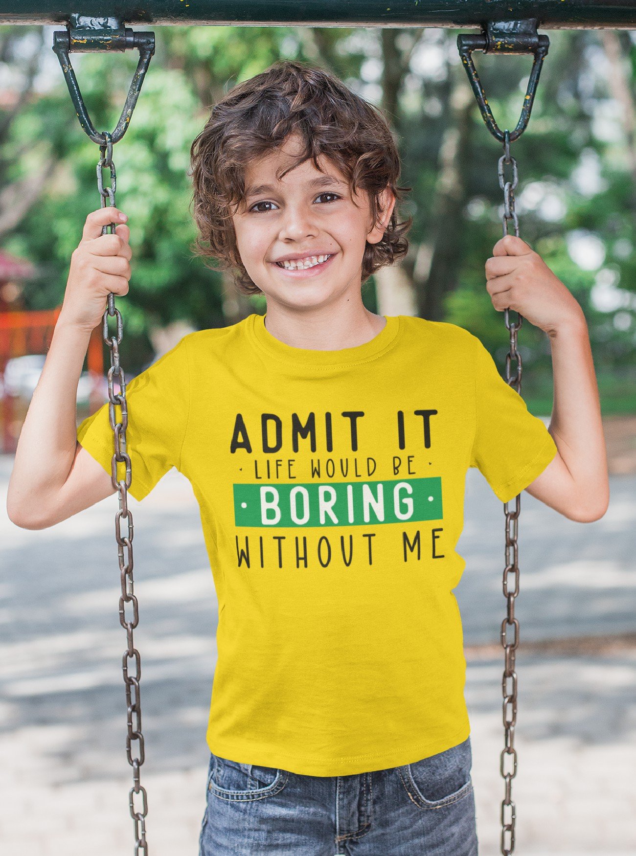 Admit It graphic T-shirt in Yellow– funny kids’ tee for the ones who make life fun.